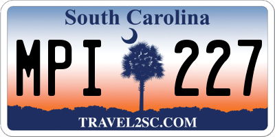 SC license plate MPI227