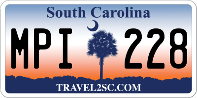 SC license plate MPI228