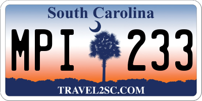 SC license plate MPI233