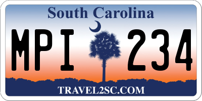 SC license plate MPI234