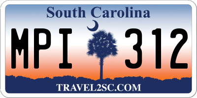 SC license plate MPI312