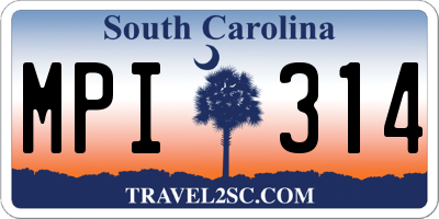 SC license plate MPI314