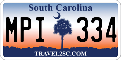 SC license plate MPI334