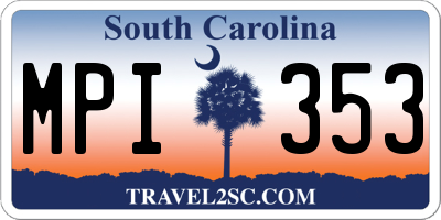 SC license plate MPI353