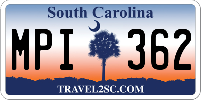 SC license plate MPI362