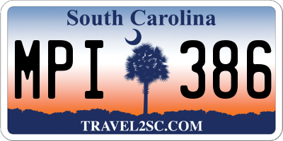SC license plate MPI386