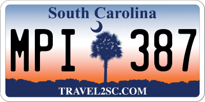 SC license plate MPI387