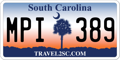 SC license plate MPI389