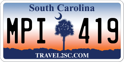 SC license plate MPI419