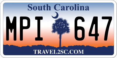 SC license plate MPI647