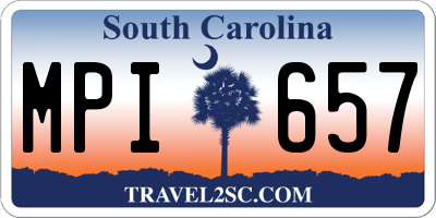 SC license plate MPI657