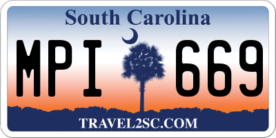 SC license plate MPI669