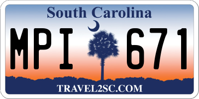 SC license plate MPI671