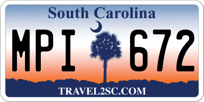SC license plate MPI672