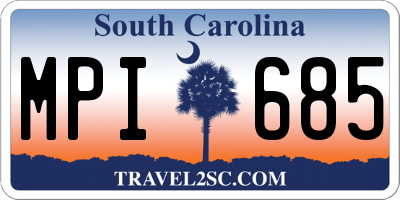 SC license plate MPI685