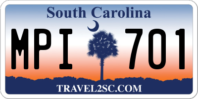 SC license plate MPI701