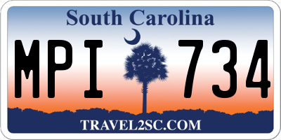 SC license plate MPI734
