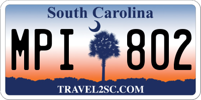 SC license plate MPI802