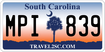 SC license plate MPI839