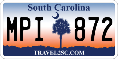 SC license plate MPI872