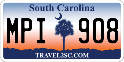 SC license plate MPI908