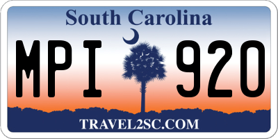 SC license plate MPI920