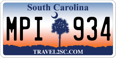 SC license plate MPI934