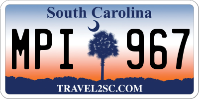 SC license plate MPI967
