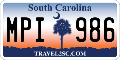 SC license plate MPI986