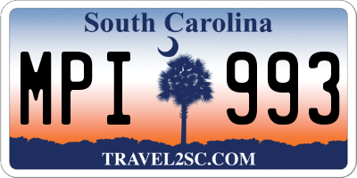 SC license plate MPI993