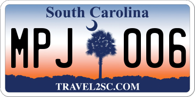SC license plate MPJ006