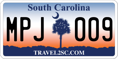 SC license plate MPJ009