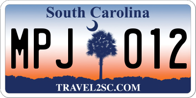 SC license plate MPJ012