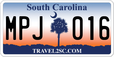 SC license plate MPJ016