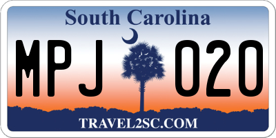 SC license plate MPJ020