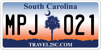 SC license plate MPJ021
