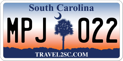 SC license plate MPJ022