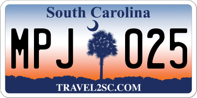 SC license plate MPJ025