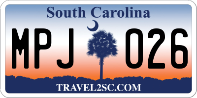 SC license plate MPJ026