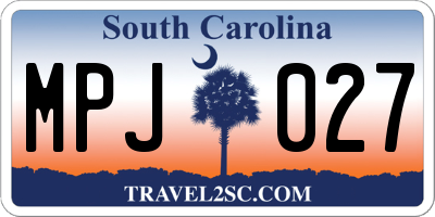 SC license plate MPJ027
