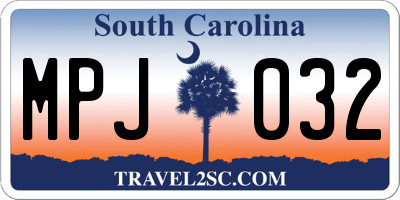 SC license plate MPJ032