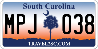 SC license plate MPJ038