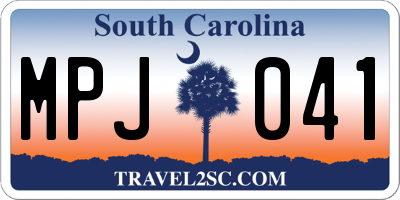 SC license plate MPJ041