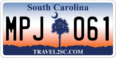 SC license plate MPJ061