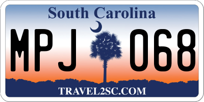 SC license plate MPJ068