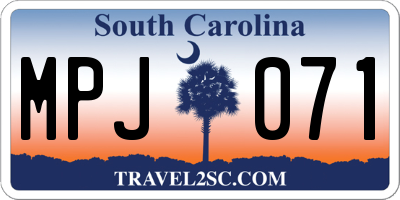 SC license plate MPJ071