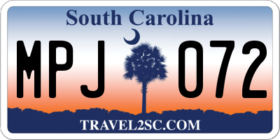 SC license plate MPJ072