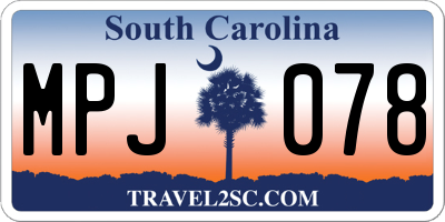 SC license plate MPJ078