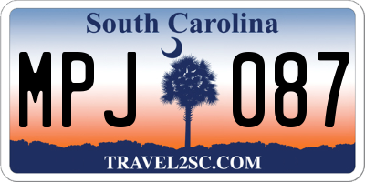 SC license plate MPJ087