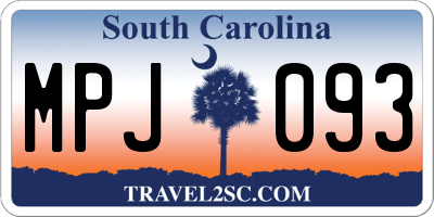 SC license plate MPJ093